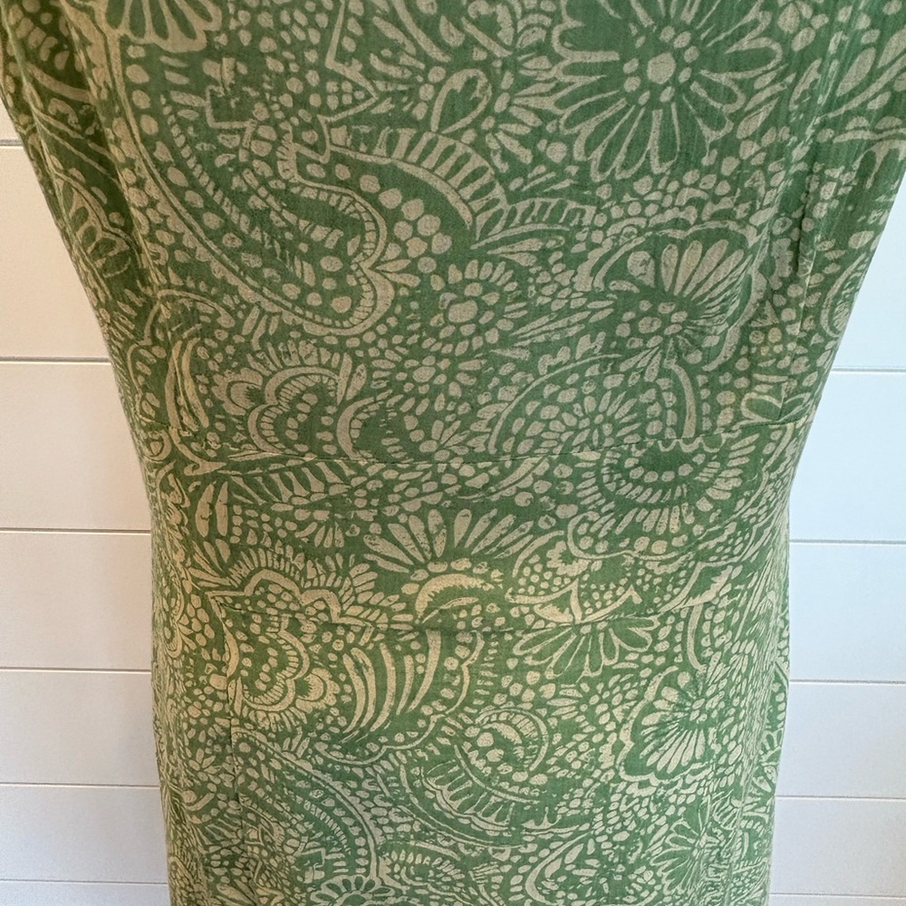 🔥SOLD🔥 Eddie Bauer Boho Green Paisley Tank Midi Dress SZ 10 100% Cotton - Picture 4 of 10